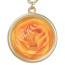 Beautiful Orange Hybrid Tea Rose Anniversary Gift Personalized Necklace