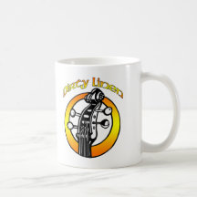 Becherschmutziges Leinenlogo orange u. gelb Teetasse