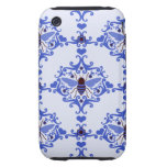 Bee bumblebee blue damask wallpaper pattern case iPhone 3 tough covers