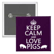 Behalten Sie Ruhe-und Liebe-Schweine (alle Farben) Anstecknadel
