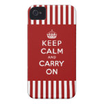 Behalten Sie Ruhe und machen Sie rote Streifen wei iPhone 4 Case-Mate Hülle