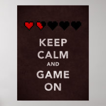 Behalten Sie Ruhe und Spiel auf (dunkelrot) Posterdrucke