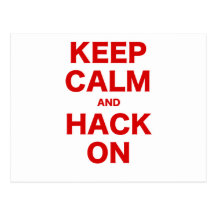 Behalten Sie Ruhe und zerhacken Sie an Postkarten