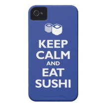 Behalten Sie ruhig und essen Sie Sushi (Reflexblau iPhone 4 Case-Mate Hüllen