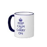 Behalten Sie ruhig und machen Sie Marine-Blau-Text Tasse