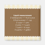 Beige Diagrammküchenhelfer des flüssigen Maßes des Magnete