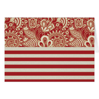 beige rote Terrakotta stripes Blumenmuster Grußkarte
