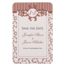 Beige Streifen u. Damast-Save the Date Magnet