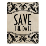 Beige Vintage Wirbels-Save the Date Postkarte