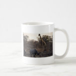 Bemuttern Sie Nashorn und junges Nashorn an einem  Tee Haferl
