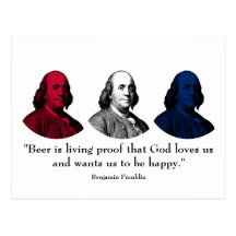 Ben Franklin und Zitat -- Rot, weiß und Blau Postkarten
