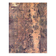 Beschreibungs-Teil der chinesischen Stadtbildhände Postkarte