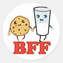 BESTE FREUNDIN, Plätzchen und Milch Runder Aufkleber