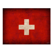 Beunruhigte Postkarten der Schweiz Flagge