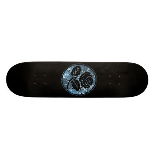 Beunruhigte Rosen-Silhouette-Miniatur - Blau Skateboarddecks