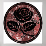 Beunruhigte Rosen-Silhouette-Miniatur - Rot Plakat
