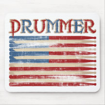 Beunruhigte Trommel-Stock USA-Flaggen-Schlagzeuger Mauspads