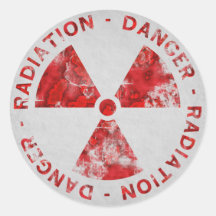 Beunruhigter roter Strahlungs-Symbol-Aufkleber