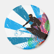 Beunruhigter Surfer-Paradies-Magnet Kühlschrankmagnete