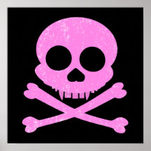 Beunruhigtes rosa Schädel-Plakat