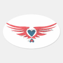 Beunruhigtes rotes weißes und blaues Herz mit Flüg Stickers
