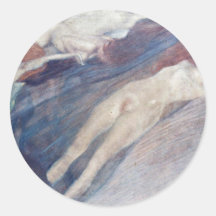 Bewegliches Wasser durch Klimt Gustav Runde Aufkleber
