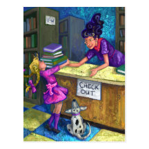 Bibliotheks-Karo-heraus Postkarte