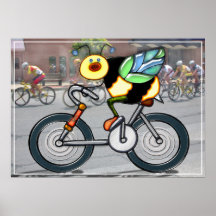 Biene auf einem Fahrrad in einem Rennen Plakat
