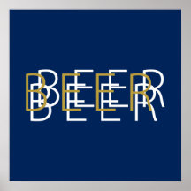BIER doppelte Vision - Blau, Gold und Weiß Posterdruck