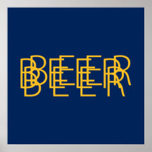 BIER doppelte Vision - Marine-Blau und Gold Plakatdrucke