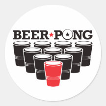 Bier Pong grundlegend - Rot Runde Sticker