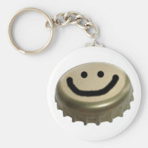 Bierflasche-Kappen-Smiley Schlüsselanhänger
