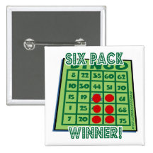 Bingo-Knopf sechs Satz-Bingo-Sieger! Anstecknadelbutton