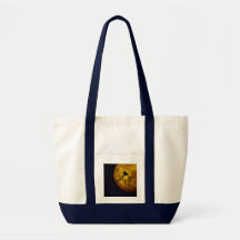 Bird on a Vine Silhouette with Moon and Starry Sky Canvas Bags