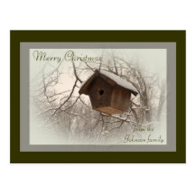 Birdhouse im Winter Postkarten