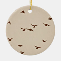 Birds In Flight vintage sepia Christmas Tree Ornaments