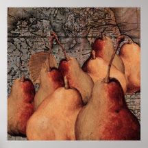 Birnen und Karten-Plakat