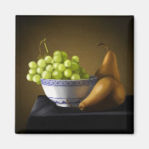 Birnen-und Trauben-Obstschale-Stillleben Magnete