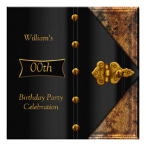 Birthday Party Elegant Mens Rusty Gold Black einladungen