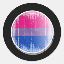 Bisexueller Flaggen-Knopf distressed.png Runde Sticker