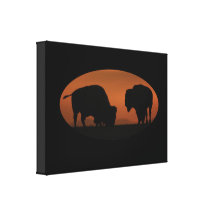 Bison-Sonnenuntergang Gespannter Galeriedruck