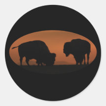 Bison-Sonnenuntergang Runder Aufkleber
