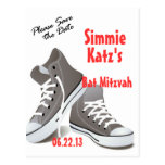 Bitte Save the Date Turnschuh-Schläger Mitzvah Pos