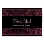 Black and Raspberry Damaask- Thank You Greeting Card