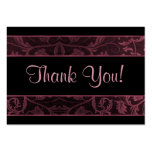 Black and Raspberry Damask - Thank You Business Card Templates
