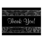 Black and Silver Grey Damask - Thank You Business Card Template