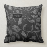 Black and Silver Grey Damask Wedding - Customize Throw Pillows