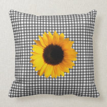 Black and White Checkered & Sunflower kissen