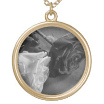 Black and White Rose, B&W Photo Pendant