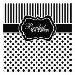 Black, White Polka Dot Stripe Bridal Shower Invite